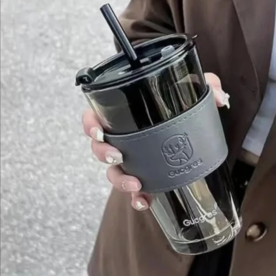 Reusable Glass Travel Sipper Tumbler Cup